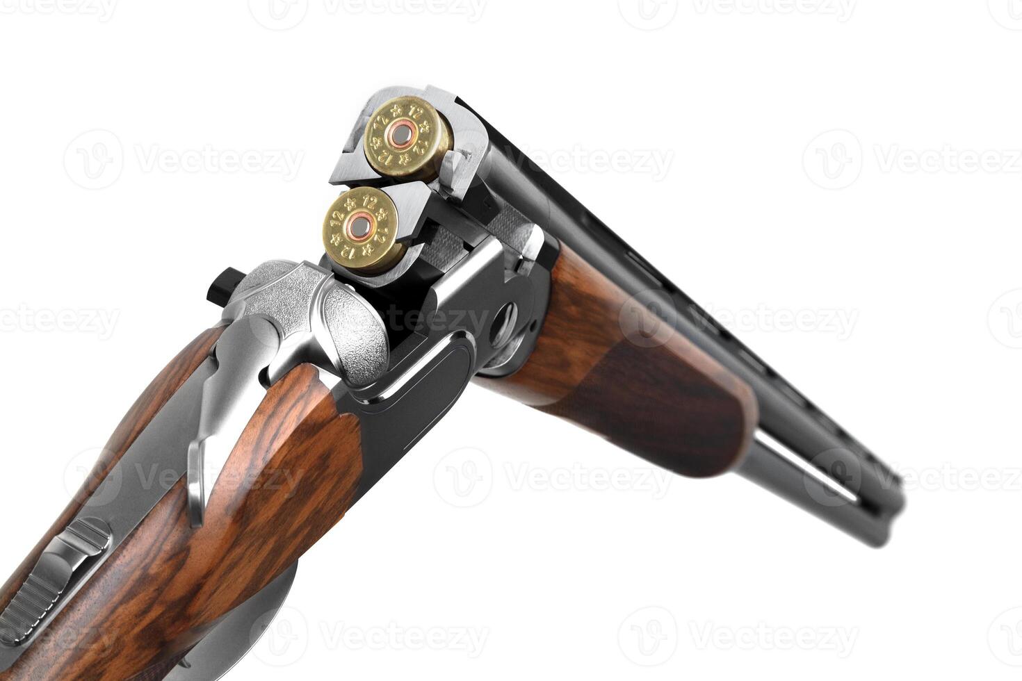 Open hunting rifle isolated on white photo