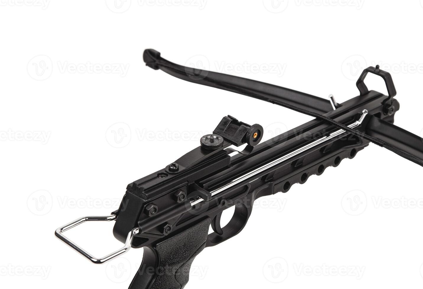 Modern crossbow isolate on a white back. Quiet weapon for hunting and sports. photo