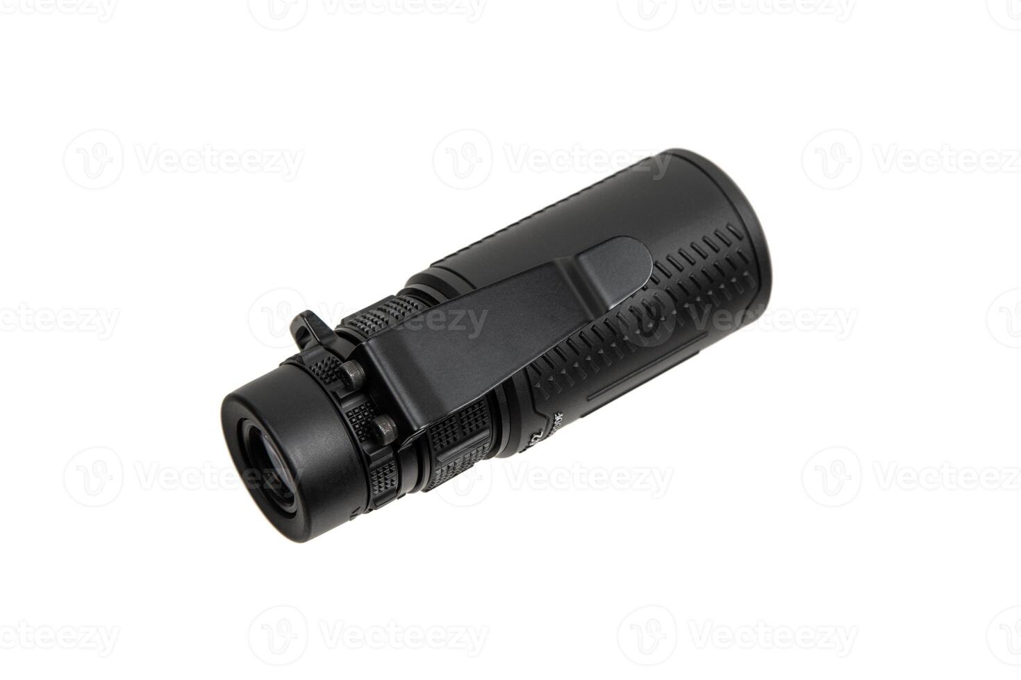 Optical monocular. Spotting scope perfect optical equipment for sport, tourism, hunting, wildlife and astronomy zooming. Isolated on white back photo
