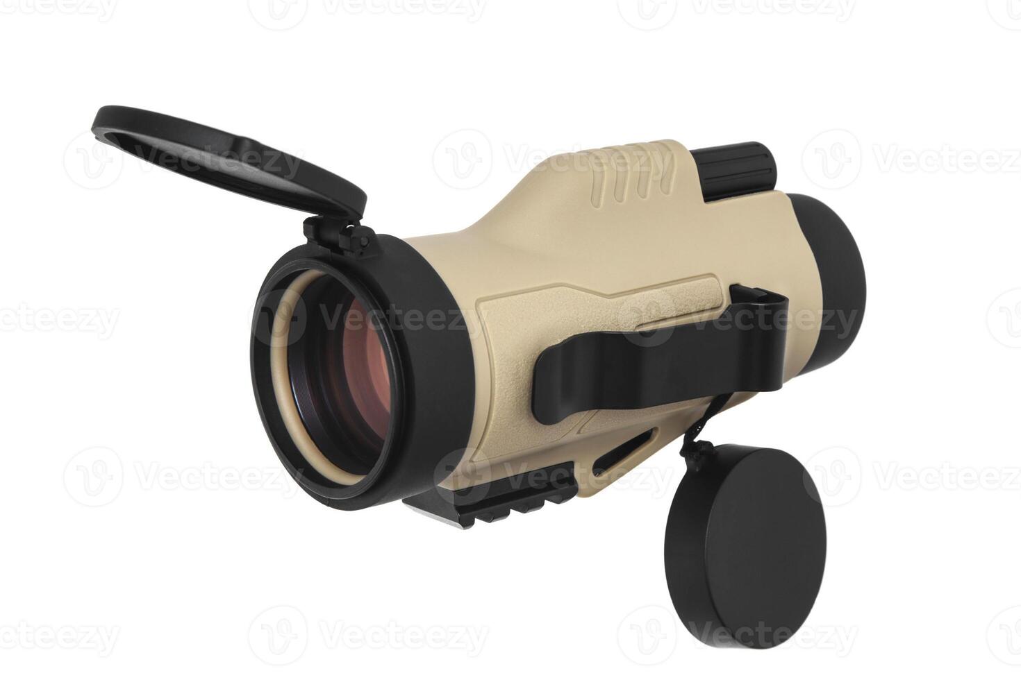 modern monocular telescope isolated on white background photo