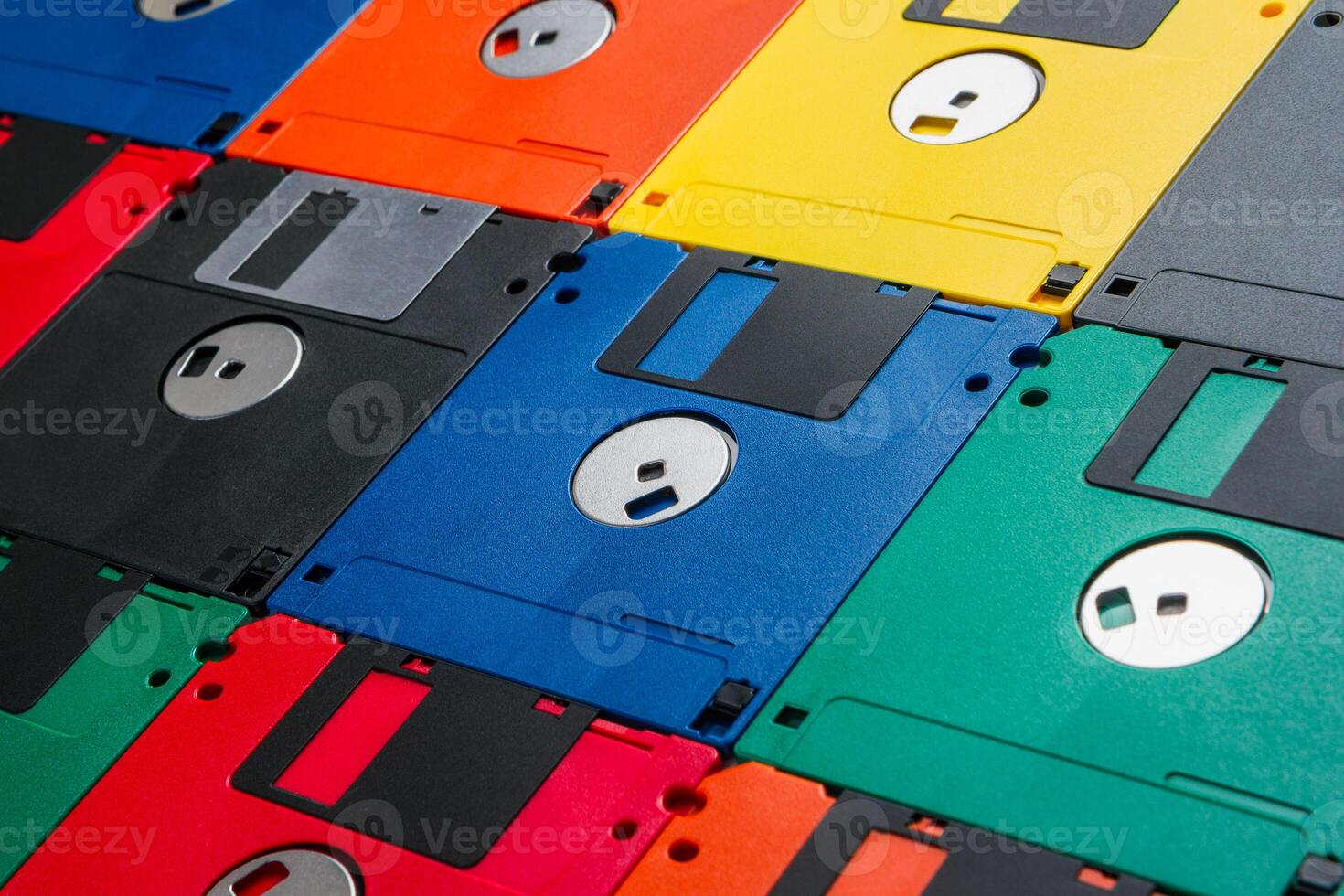 Vintage multi-colored floppy disks photo