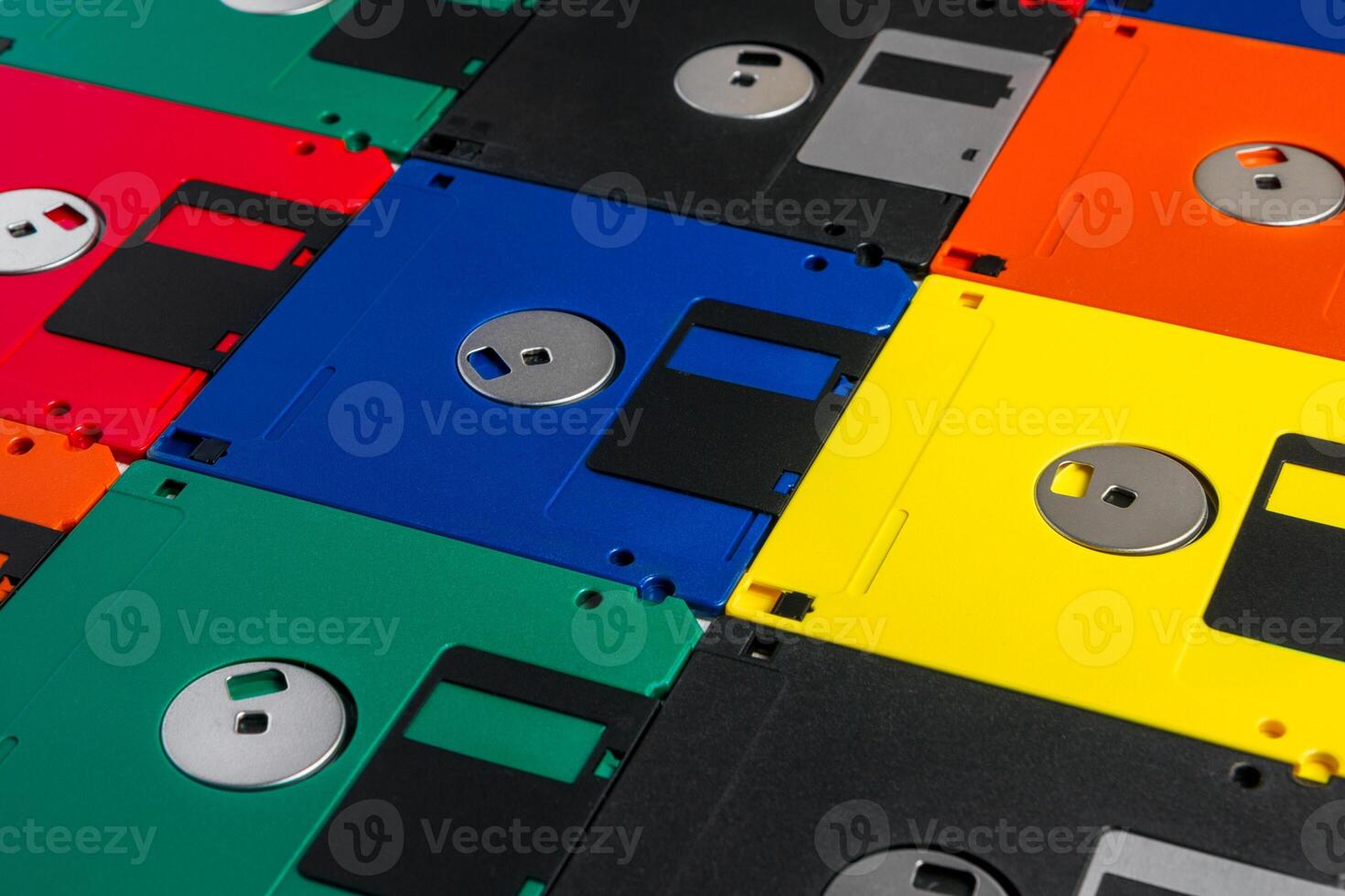 Vintage multi-colored floppy disks photo