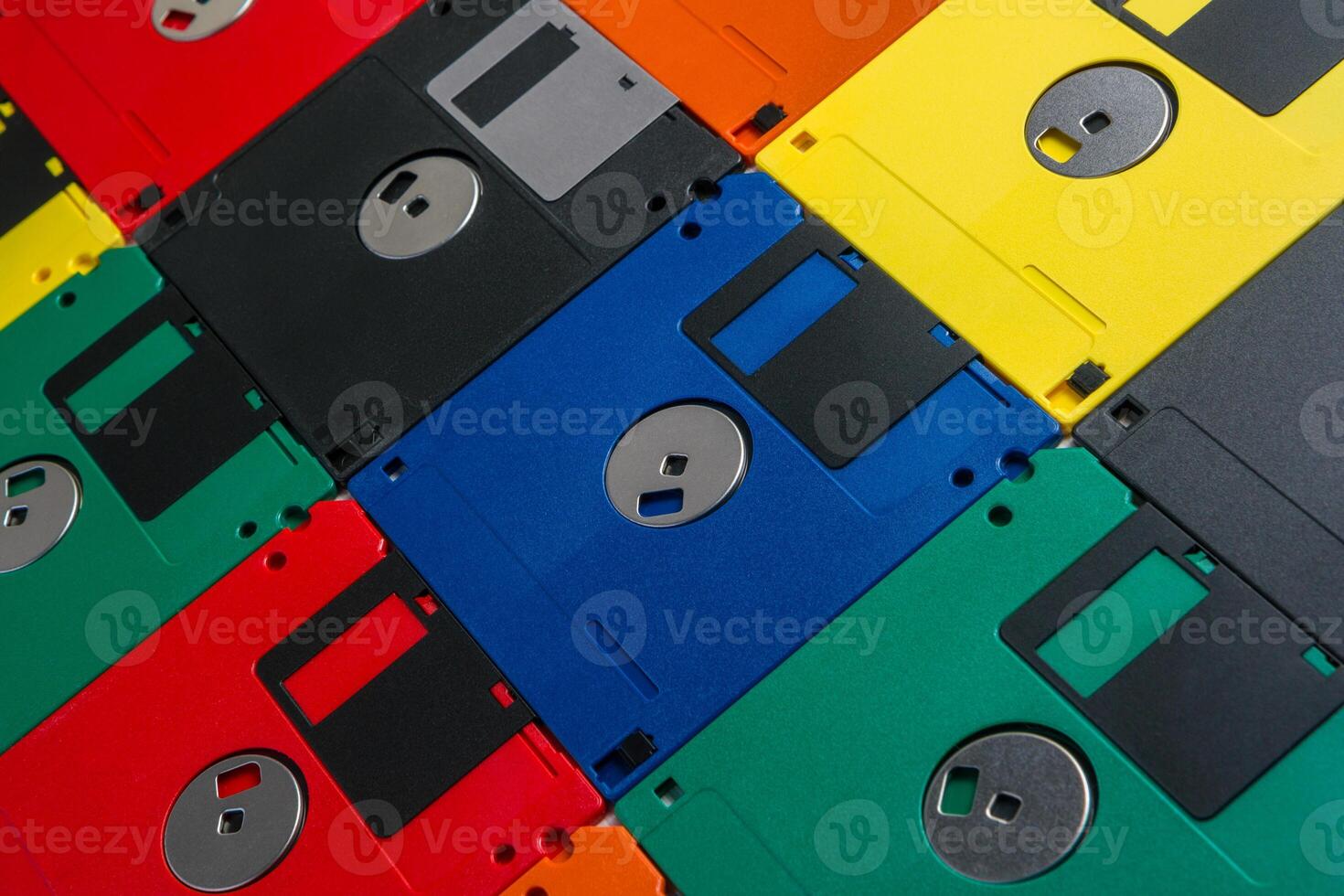 Vintage multi-colored floppy disks photo