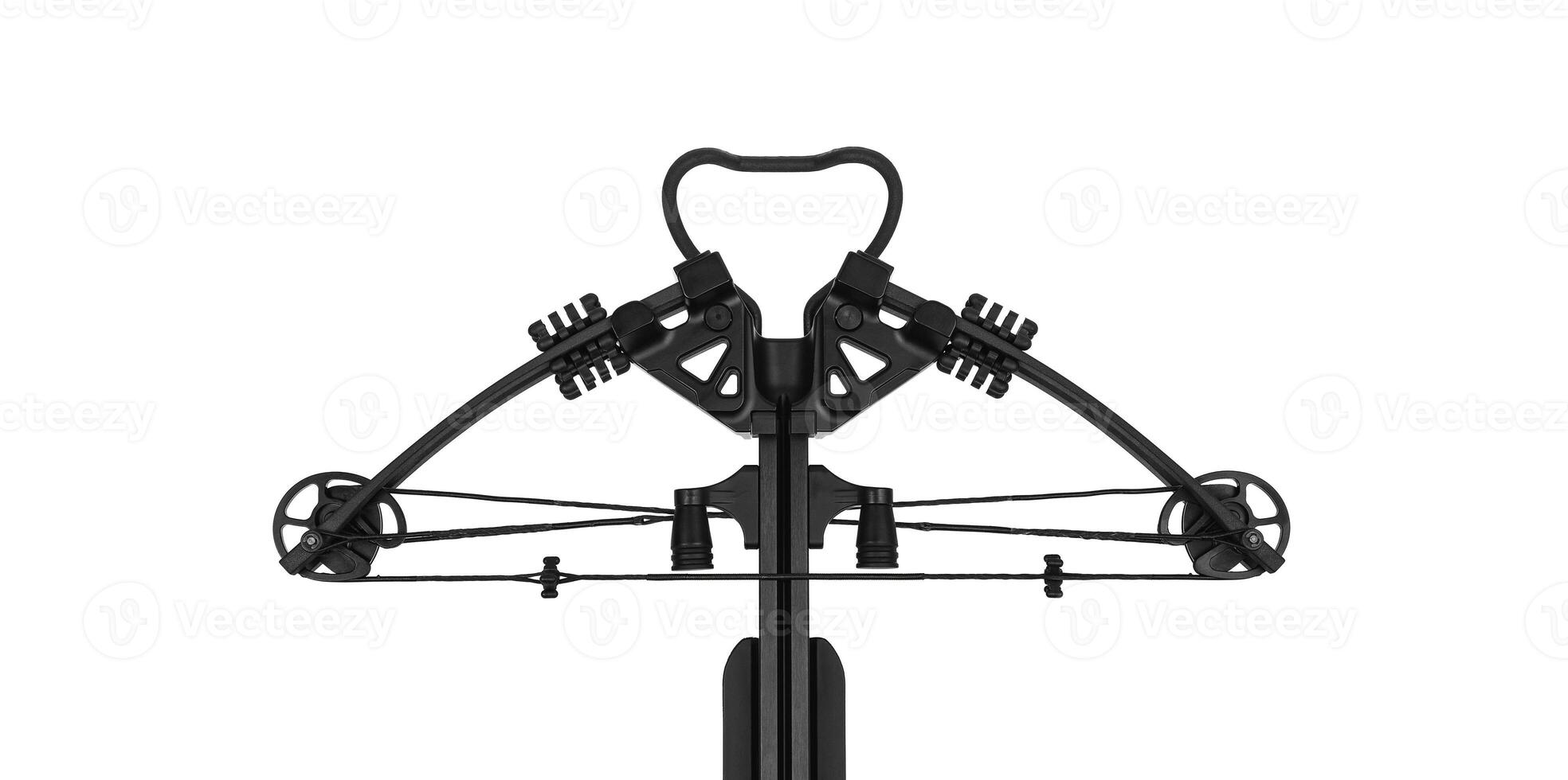 Modern black crossbow isolate on a white back. Quiet weapon for hunting and sports. photo