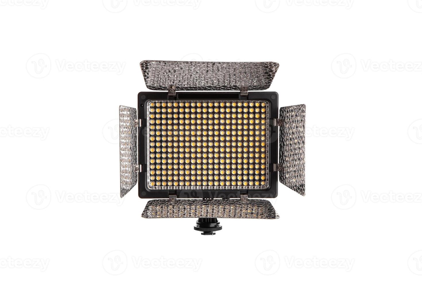 Photo and lamp isolate on white back. LED lamp with special shutters for the formation of light flux. Photo and lighting fixture.