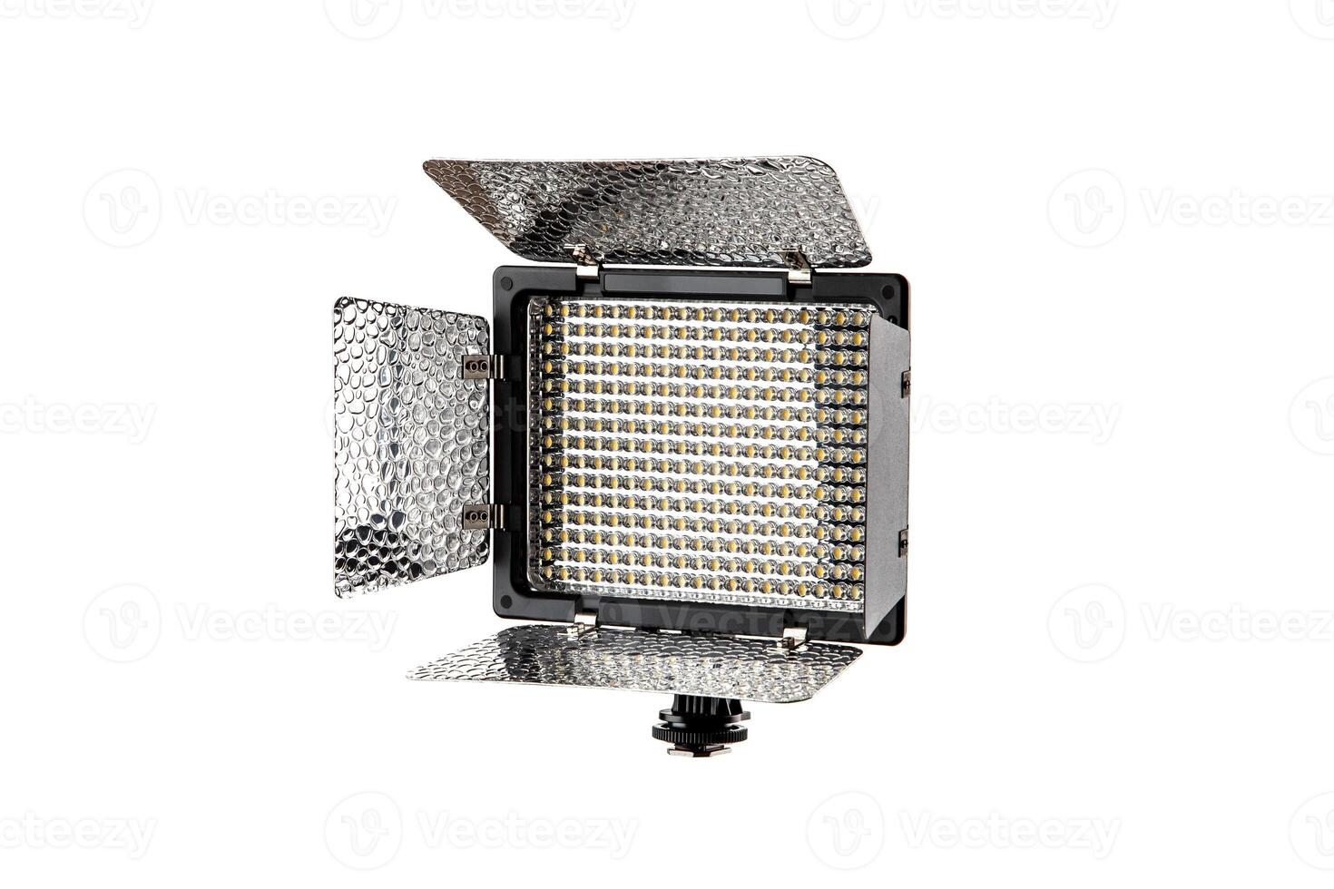 Photo and lamp isolate on white back. LED lamp with special shutters for the formation of light flux. Photo and lighting fixture.
