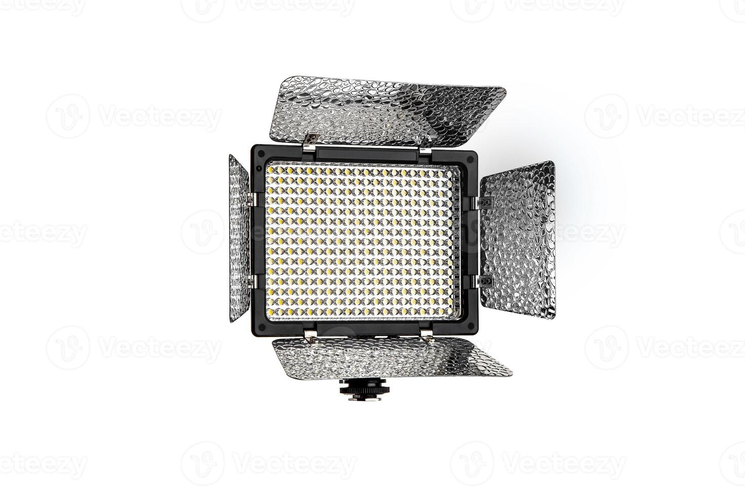 Photo and lamp isolate on white back. LED lamp with special shutters for the formation of light flux. Photo and lighting fixture.