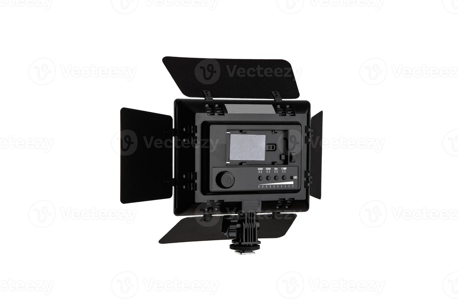 Photo and lamp isolate on white back. LED lamp with special shutters for the formation of light flux. Photo and lighting fixture.