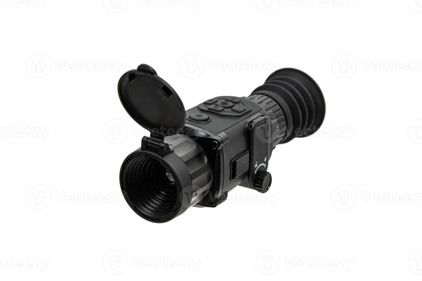 Modern monocular thermal imager isolate on a white background. A device for fixing thermal radiation. photo