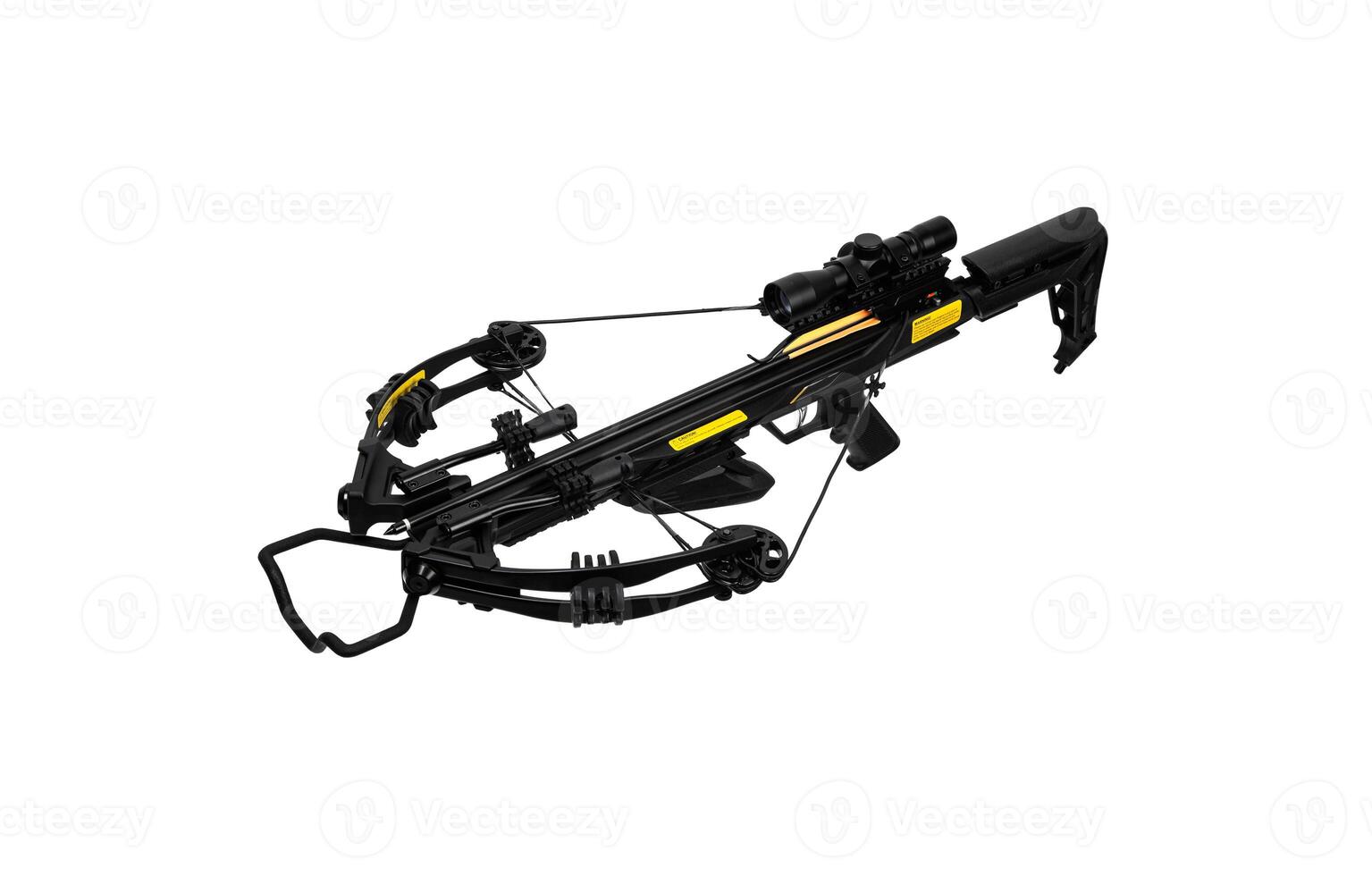 Modern crossbow. Quiet weapon for hunting, sports and recreation. Isolate on a white back photo