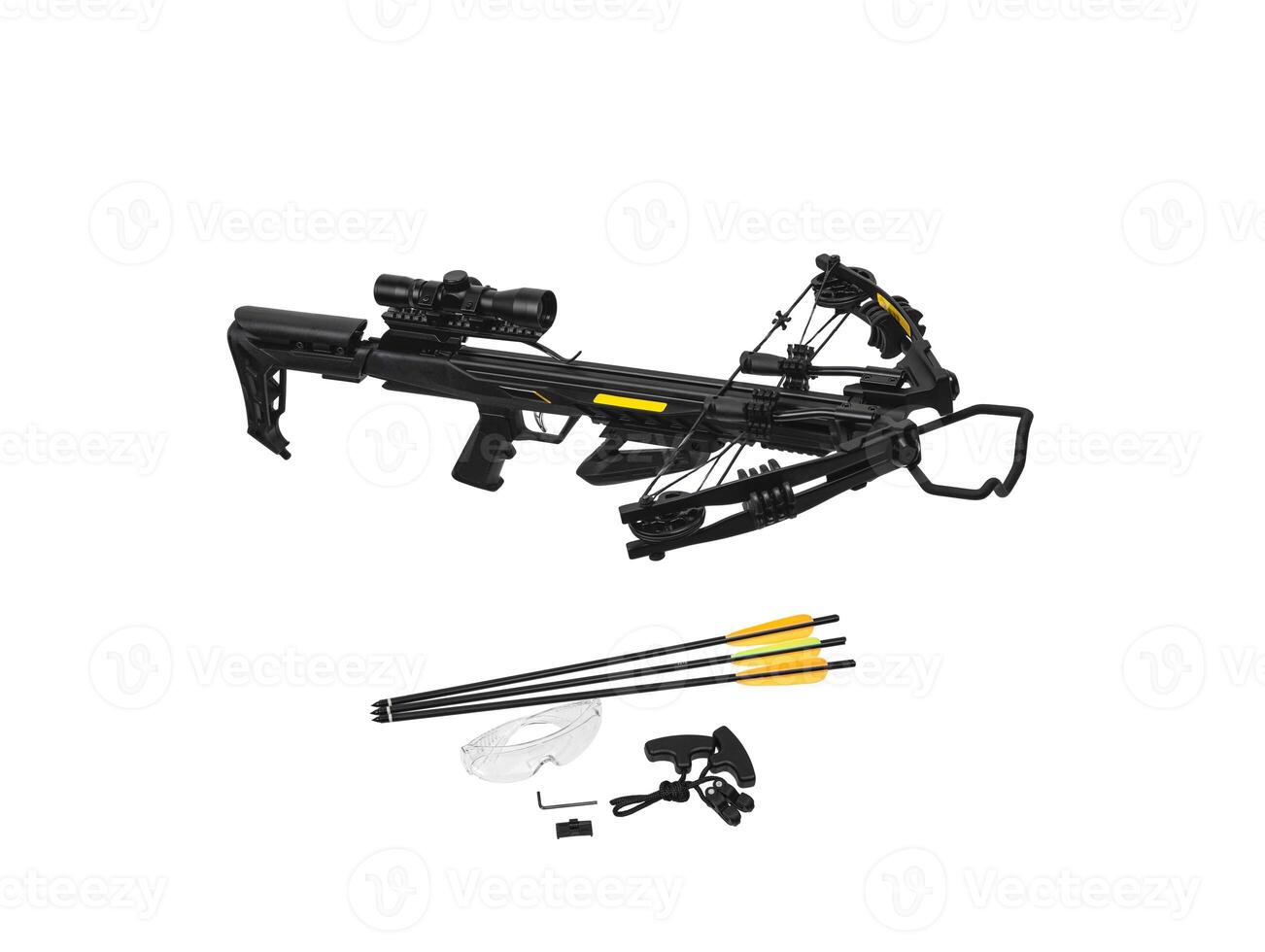 Modern crossbow. Quiet weapon for hunting, sports and recreation. Isolate on a white back photo