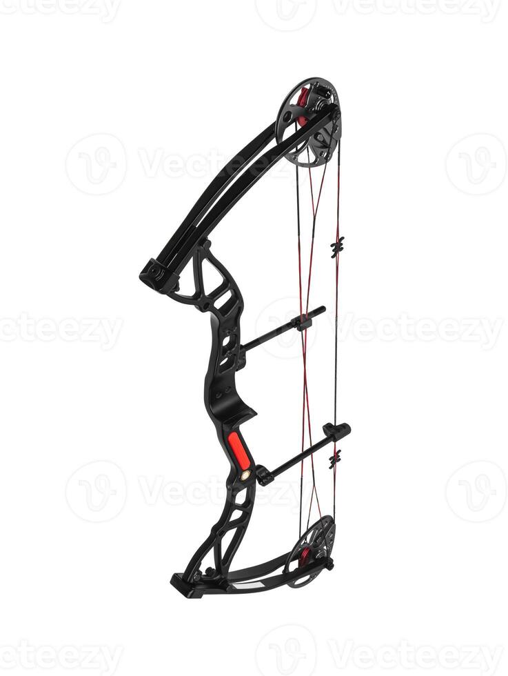 Modern, compound hunting bow. An ancient weapon with a modern twist. Isolate on a white back. photo