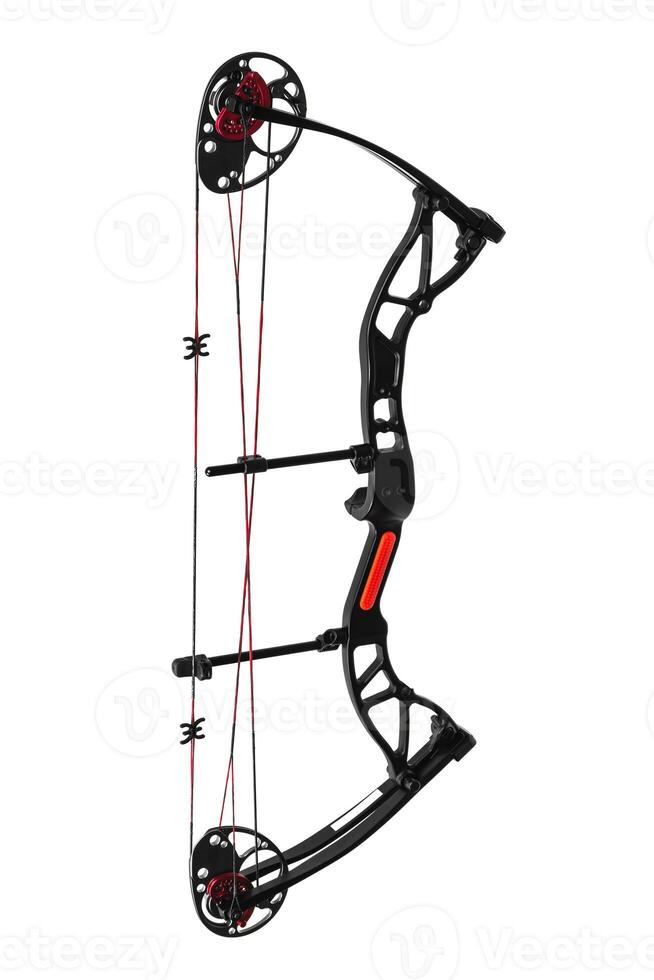Modern, compound hunting bow. An ancient weapon with a modern twist. Isolate on a white back. photo