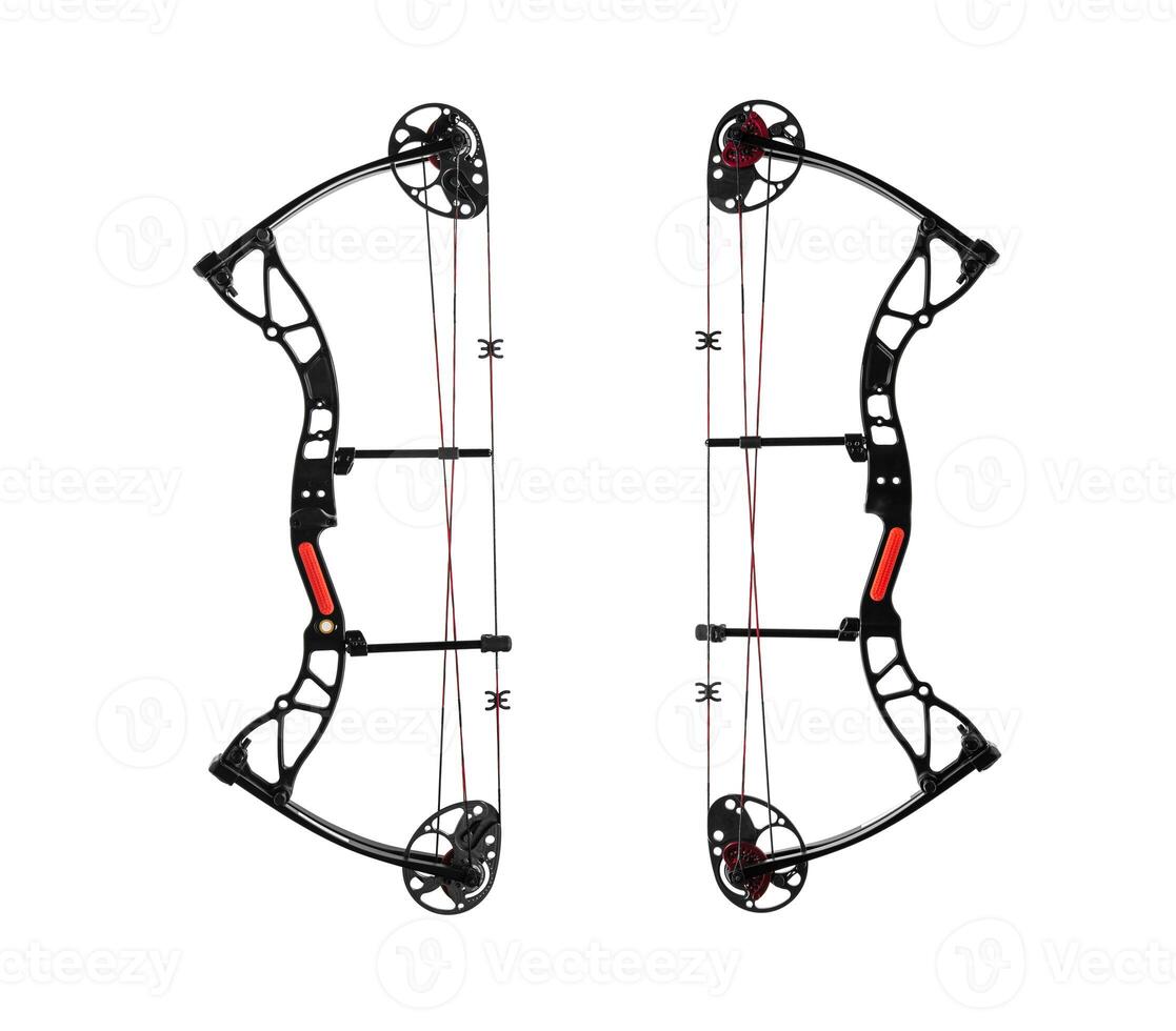 Modern, compound hunting bow. An ancient weapon with a modern twist. Isolate on a white back. photo