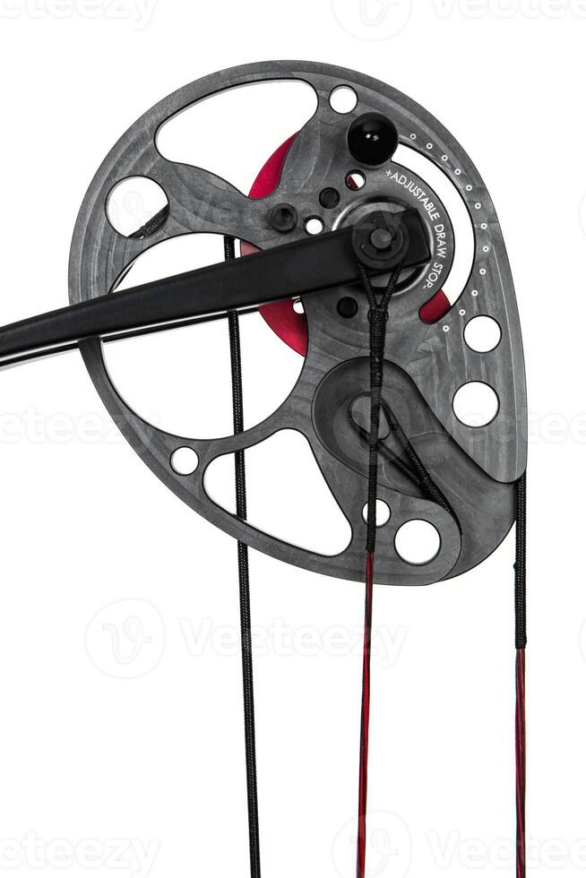 Modern, compound hunting bow. An ancient weapon with a modern twist. Isolate on a white back. photo
