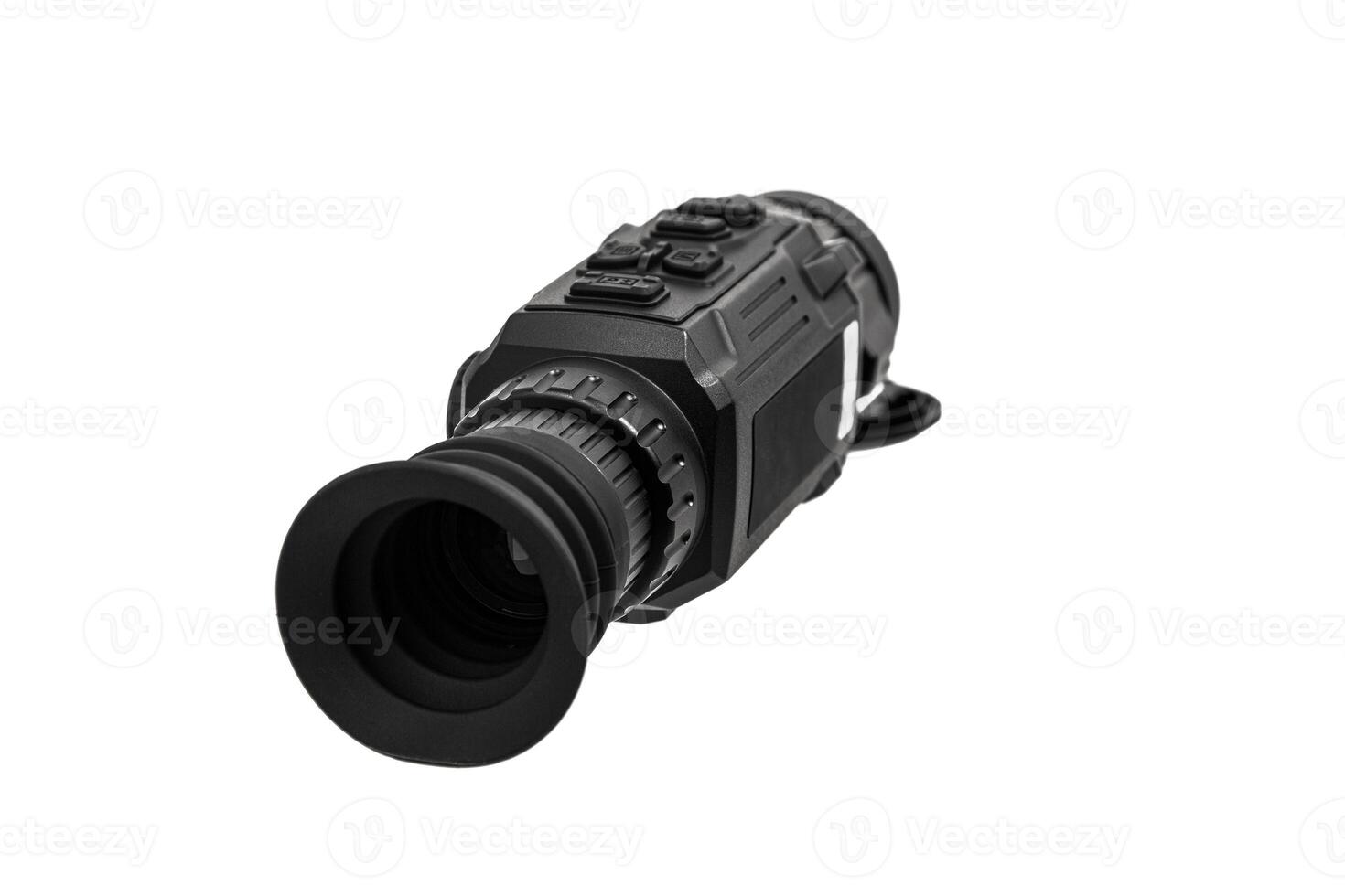 Modern monocular thermal imager isolate on a white background. A device for fixing thermal radiation. photo