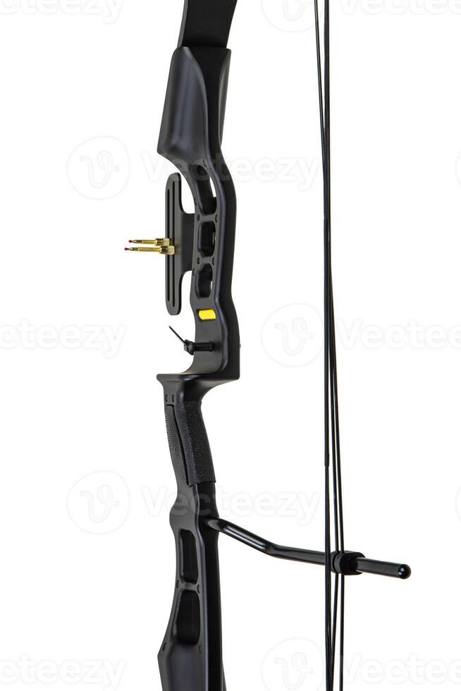 Close-up of a part of a modern composite bow for sports and entertainment. Isolate on a white back. photo