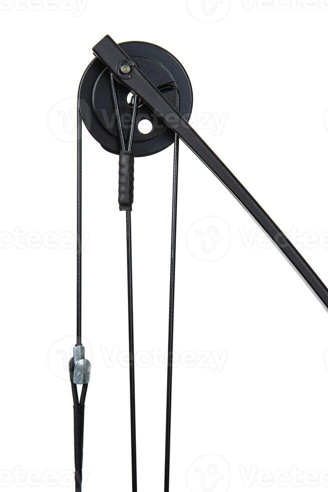 Close-up of a part of a modern composite bow for sports and entertainment. Isolate on a white back. photo