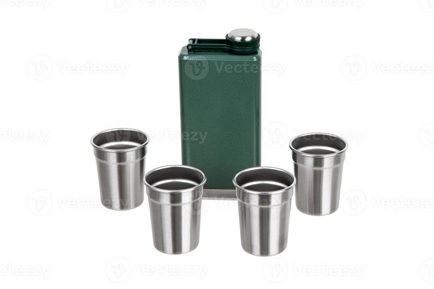 metal flask isolated on white back photo