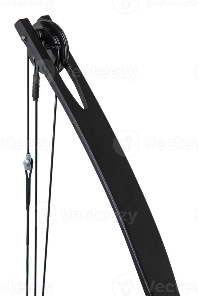 Close-up of a part of a modern composite bow for sports and entertainment. Isolate on a white back. photo