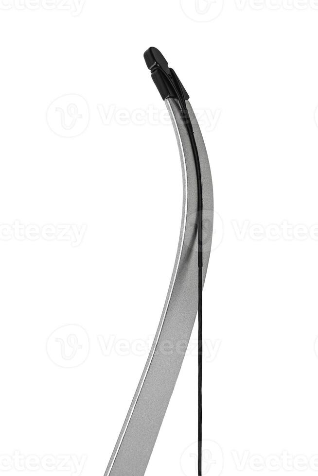 Close-up element of sports bow. Modern sport bow. Weapons for sports and entertainment. Isolate on a white back photo
