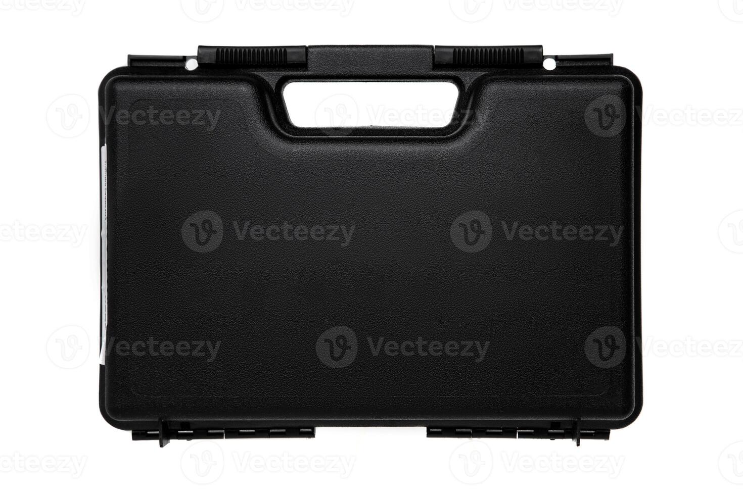 black plastic case for weapons or tools isolated on white back photo