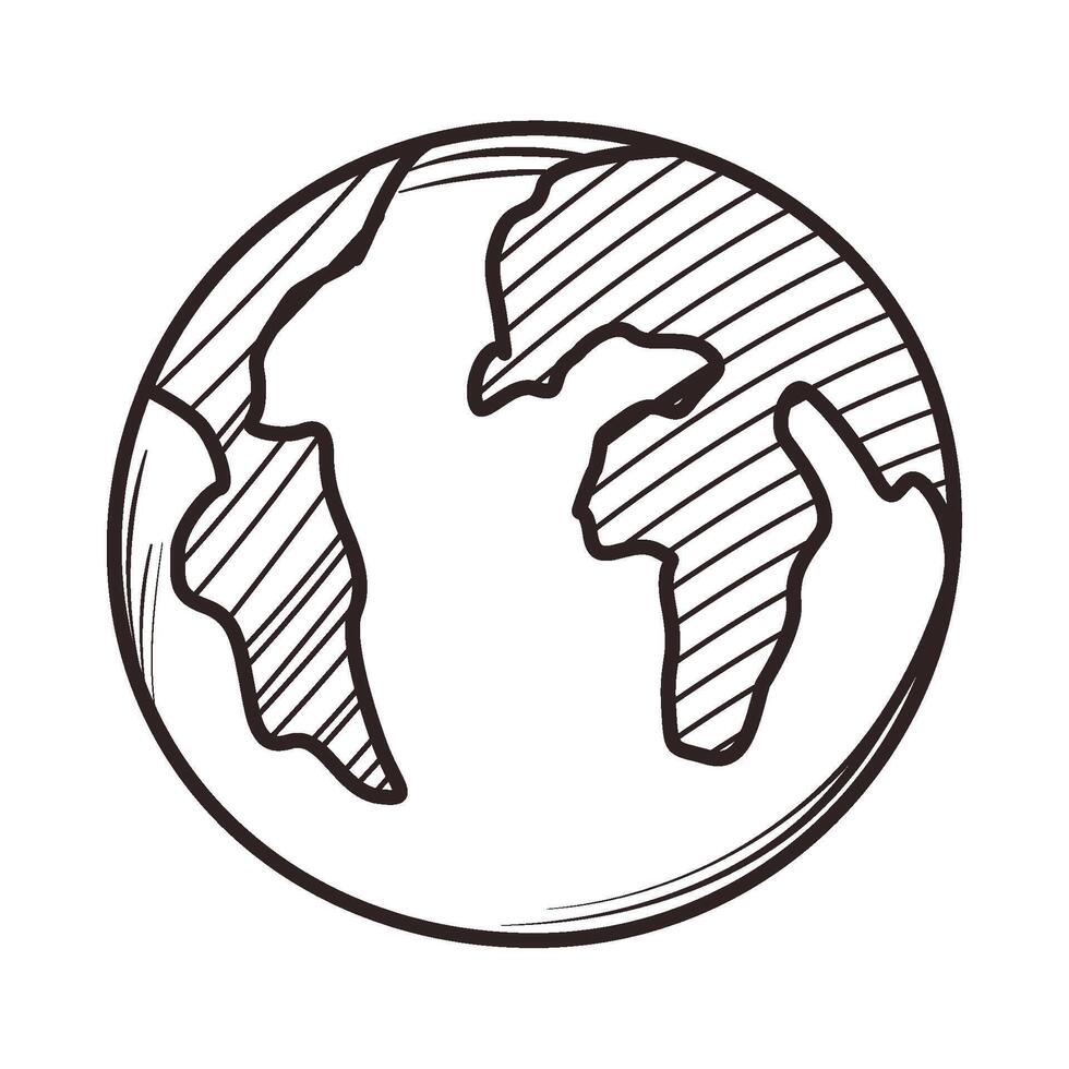 A drawing of a globe with a line drawn around it vector