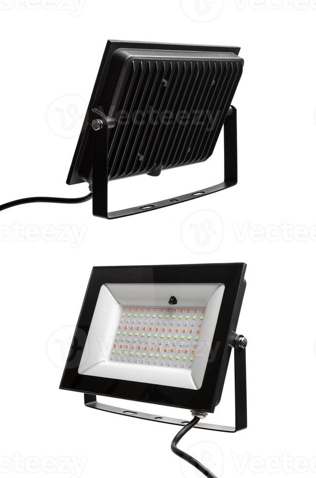 Powerful modern LED lamp with the ability to change the color of light. Isolate on a white back. photo
