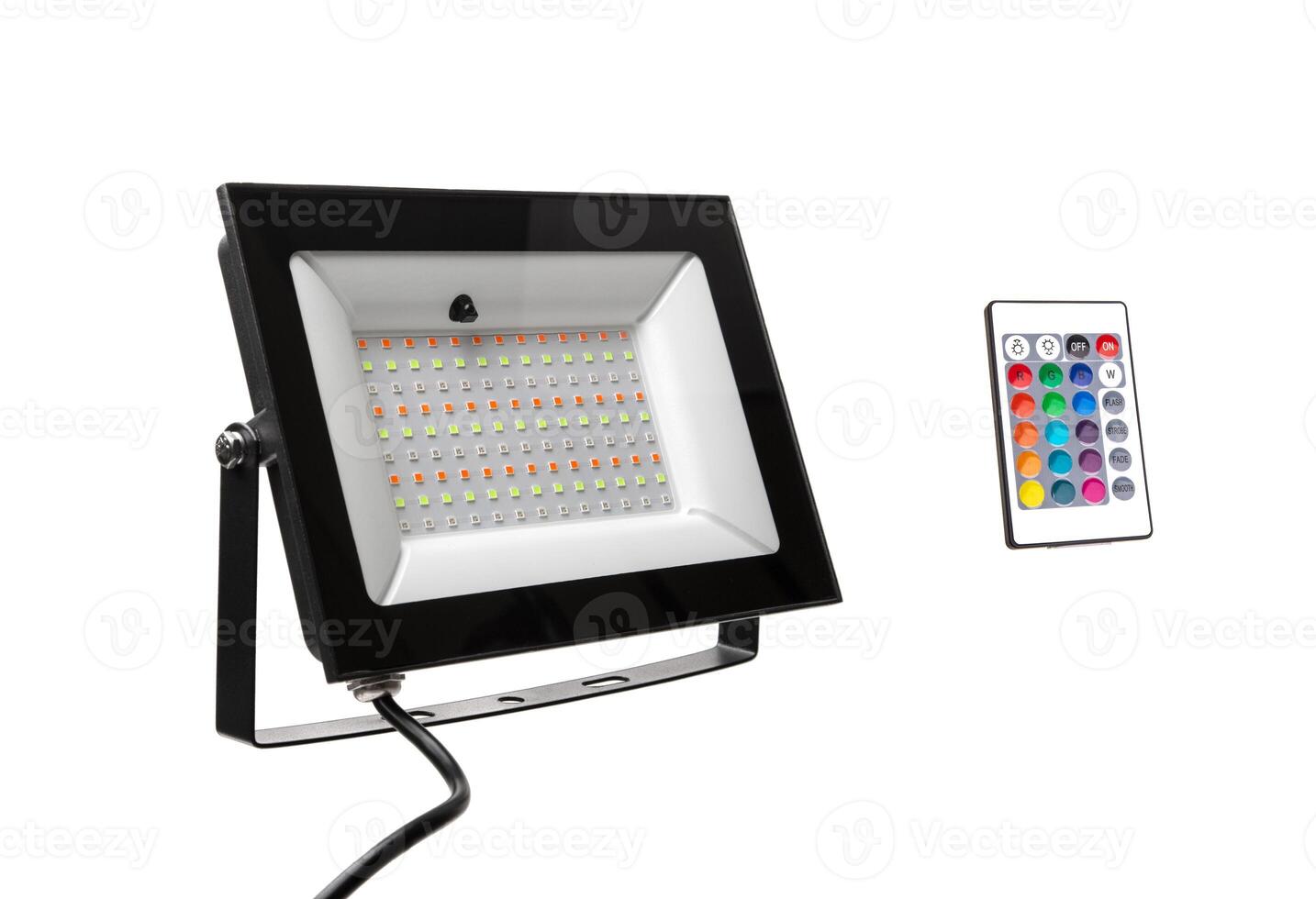 Powerful modern LED lamp with the ability to change the color of light. Isolate on a white back. photo
