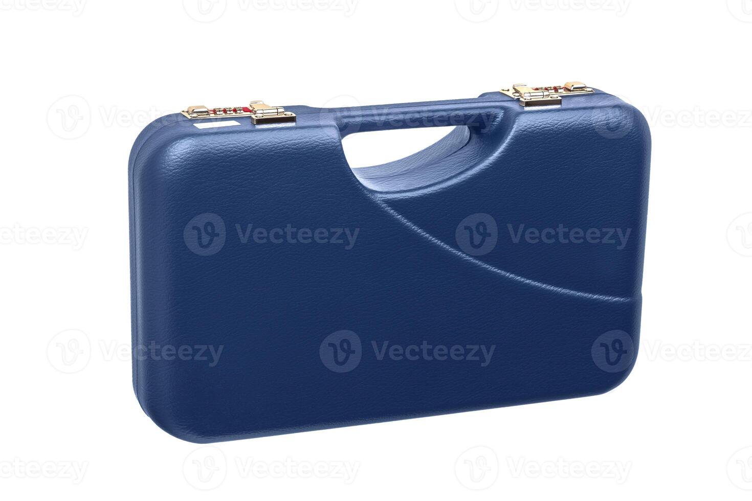Blue case for guns isolated for white photo