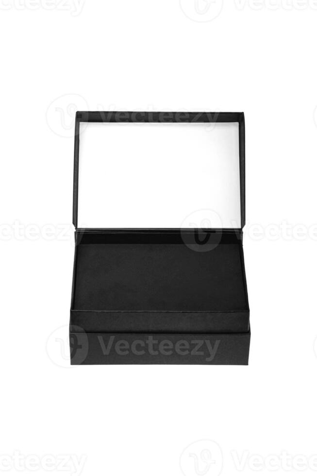 Small open paper box for gift isolate on white background photo