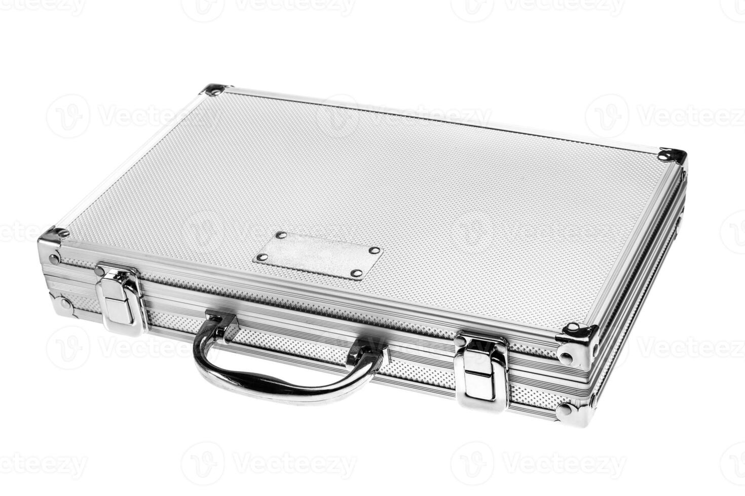 shiny metallic case isolated on a white photo