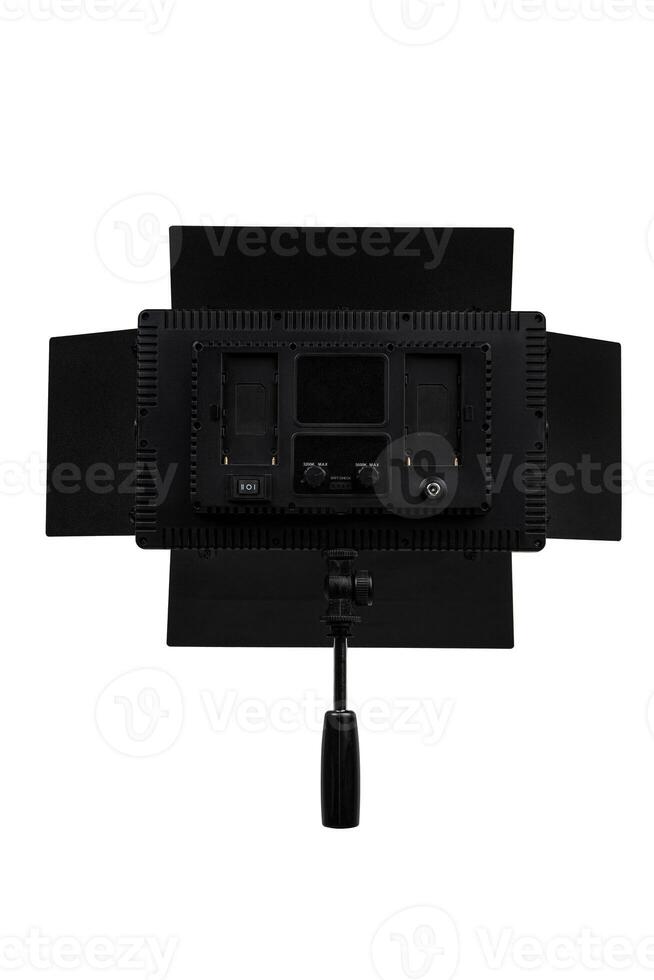 Photo and lamp isolate on white back. LED lamp with special shutters for the formation of light flux. Photo and lighting fixture.