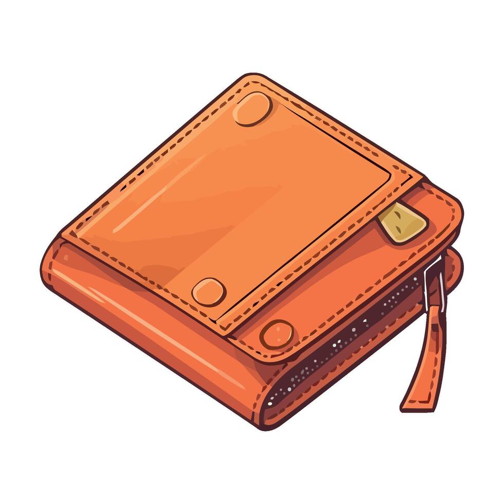 An orange wallet with a zipper on it vector