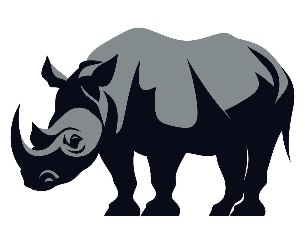 Rhino silhouette on white background vector