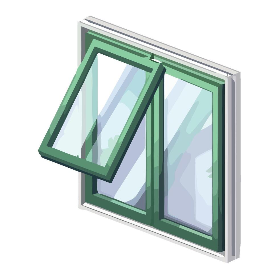 A green window with a glass pane vector