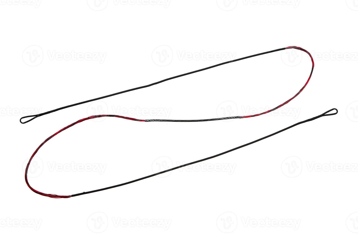 Bowstring for a bow or crossbow. Tightly woven nylon threads into one string. Isolate on a white back photo