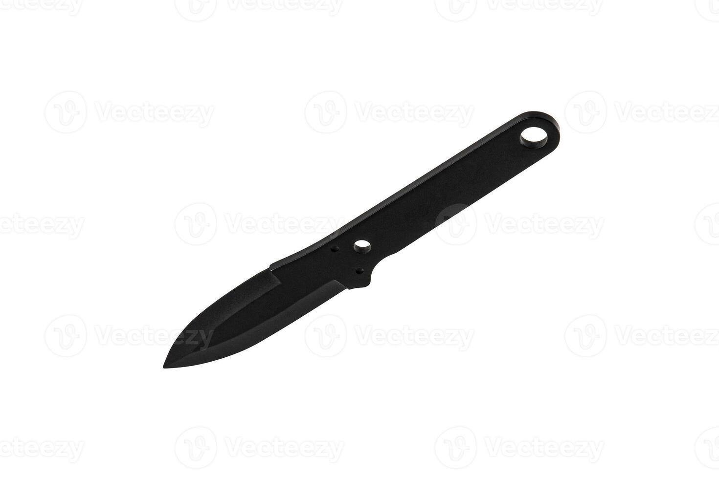 Throwing knife with black blade and handle. Silent weapons of assassins and ninjas. Isolate on a white back. photo
