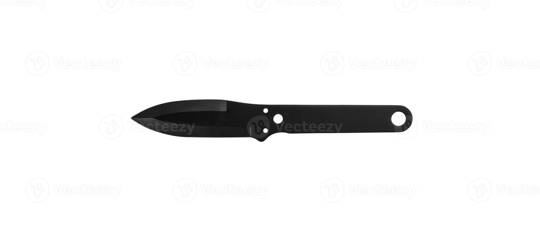 Throwing knife with black blade and handle. Silent weapons of assassins and ninjas. Isolate on a white back. photo
