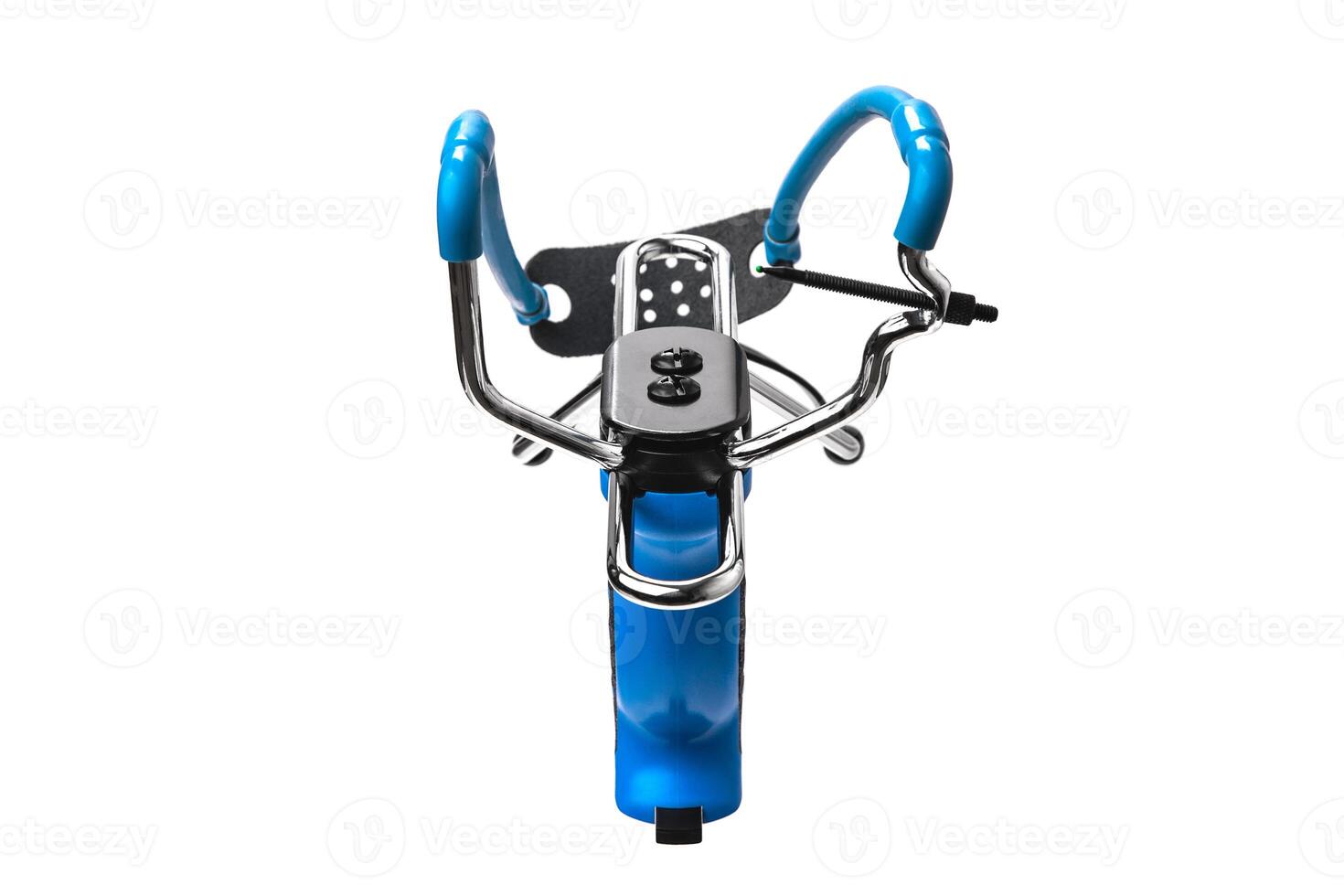 Blue slingshot isolate on white background. Modern slingshot with ergonomic grip with tubular bands. photo