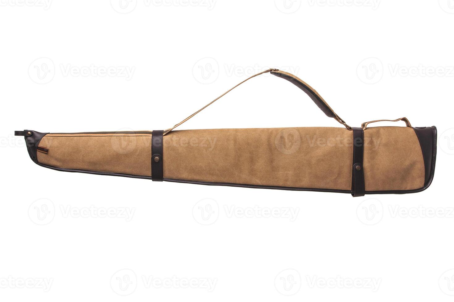 Brown soft case for guns isolated for white photo