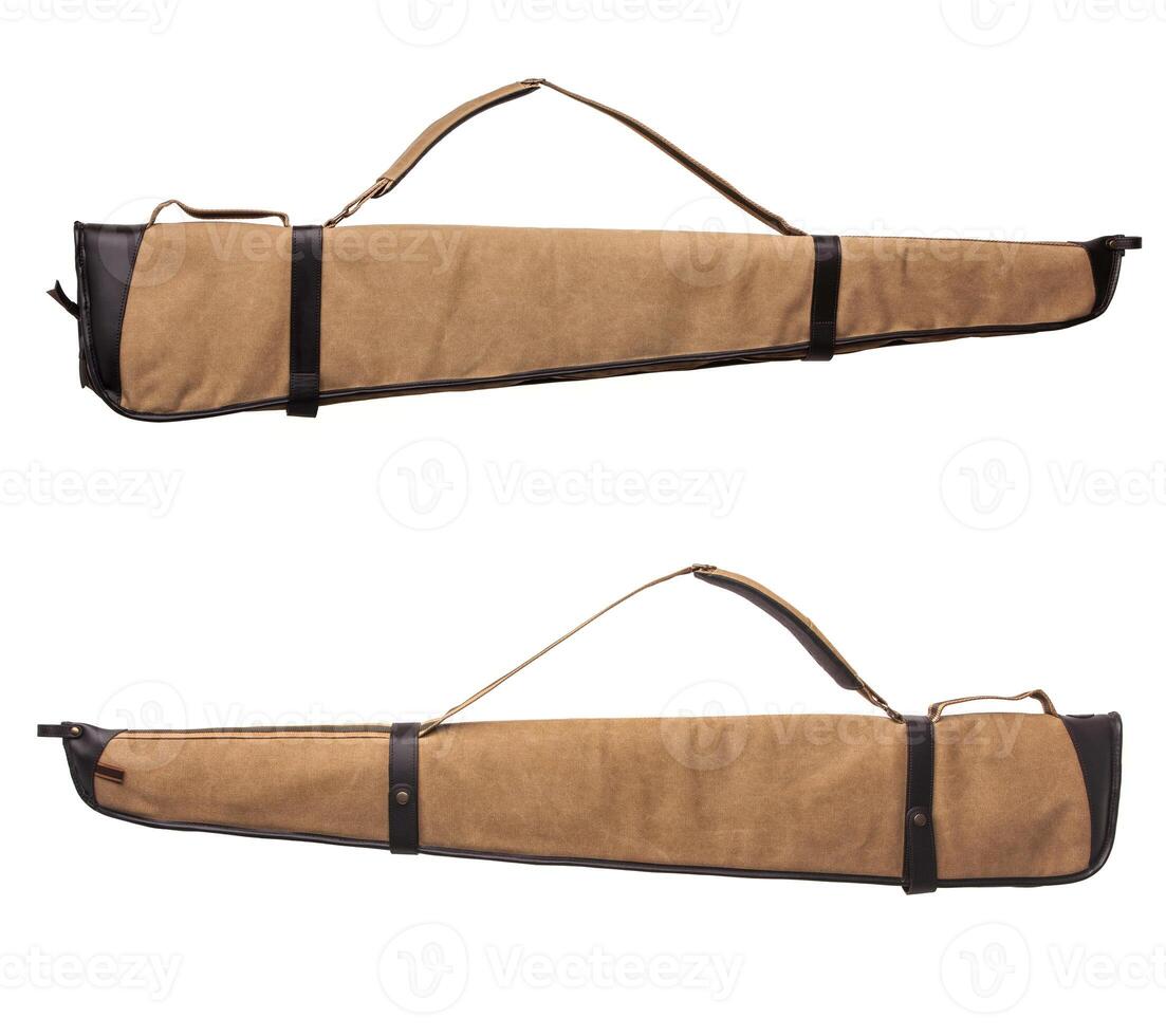 Brown soft case for guns isolated for white photo