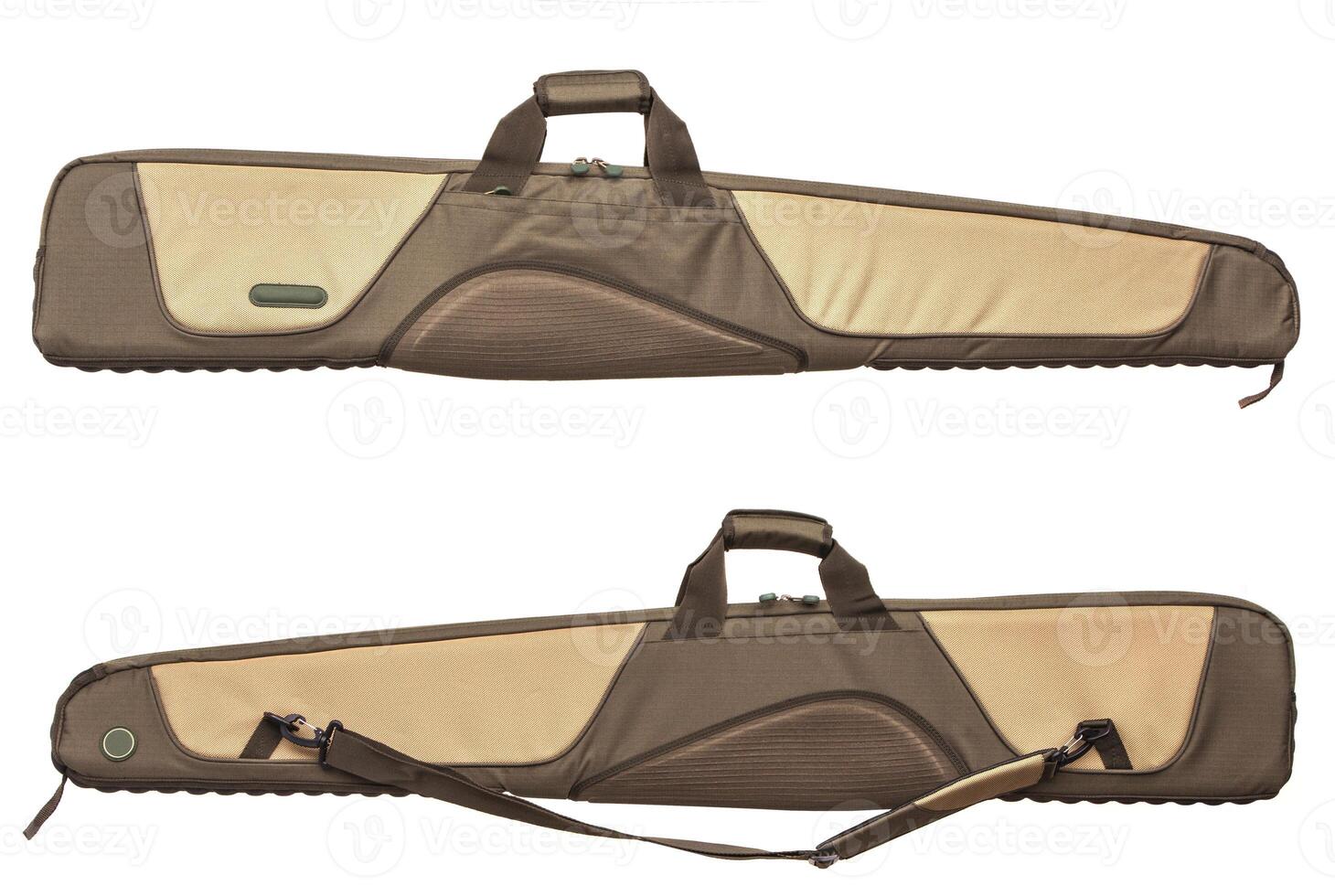 Brown soft case for guns isolated for white photo