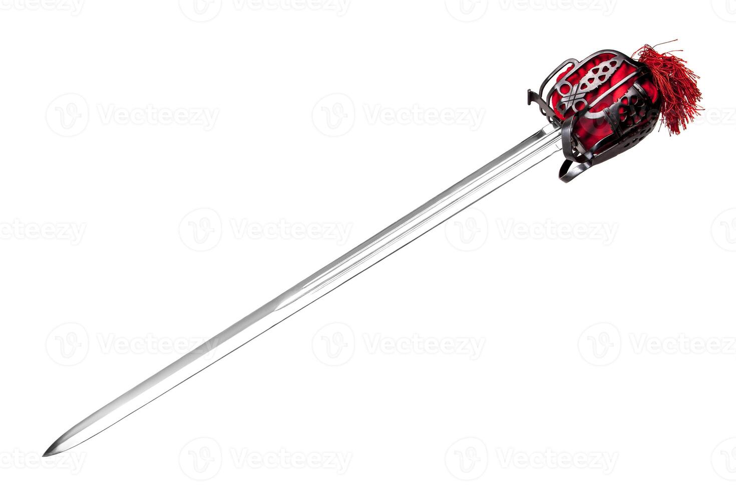 Knight's sword isolated on a white background. Old sword medieval weapon knight equipment. photo