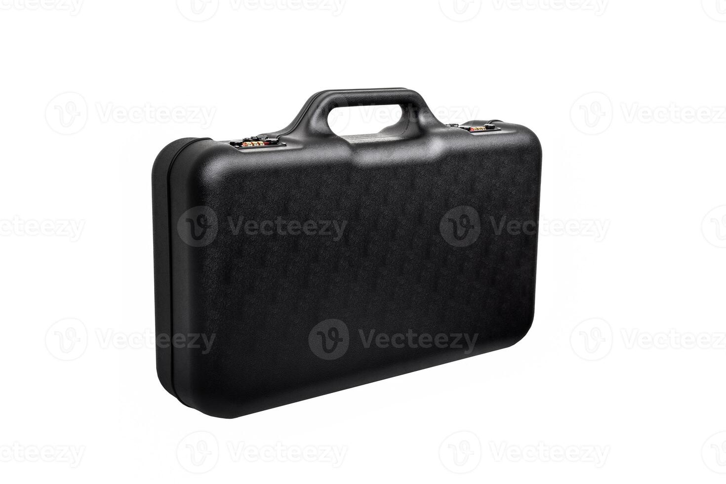 Black open case for guns isolated for white photo
