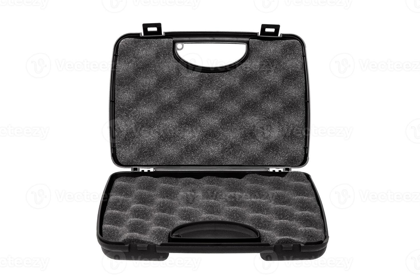 Black case for gun pistol isolated on white photo
