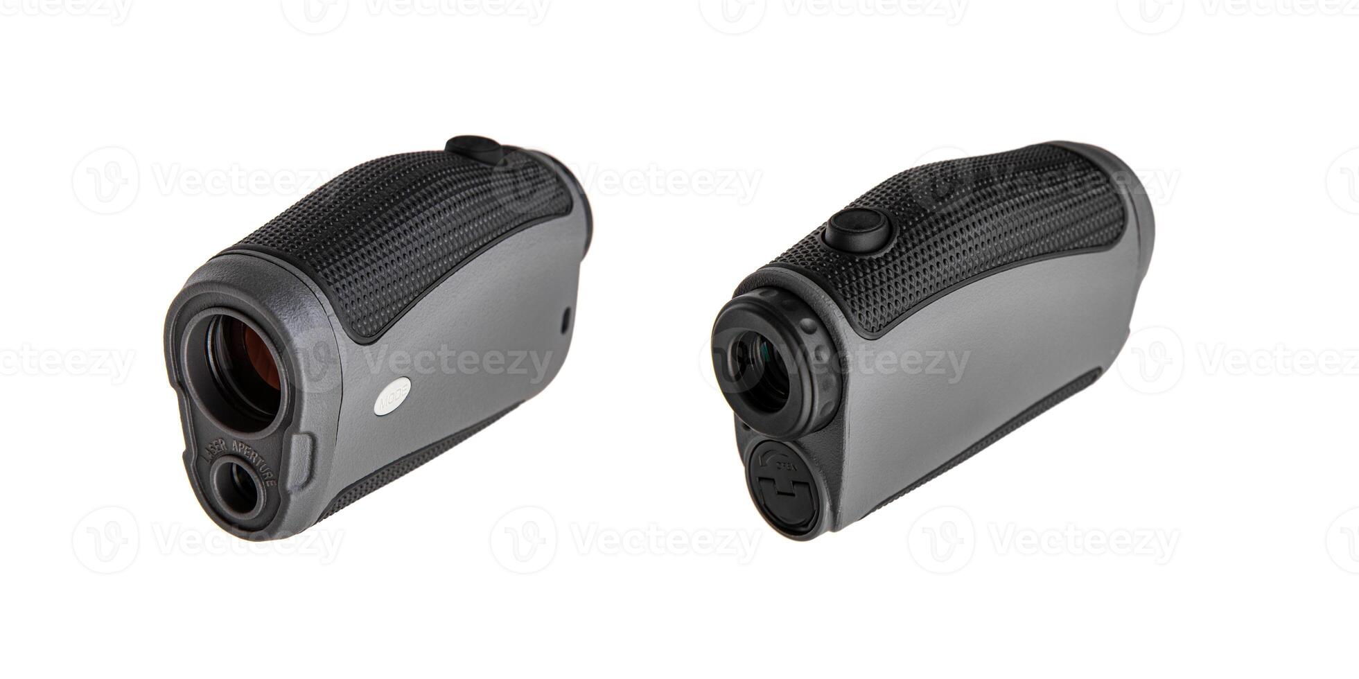 A small modern optical rangefinder. An electronic device for measuring distance. Isolate on a white back photo