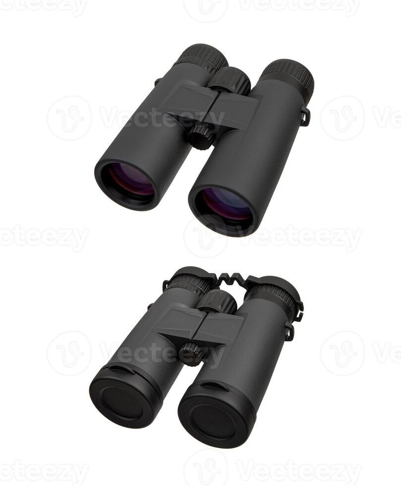Modern binoculars. An optical instrument for observation at long distances. Isolate on a white back. photo