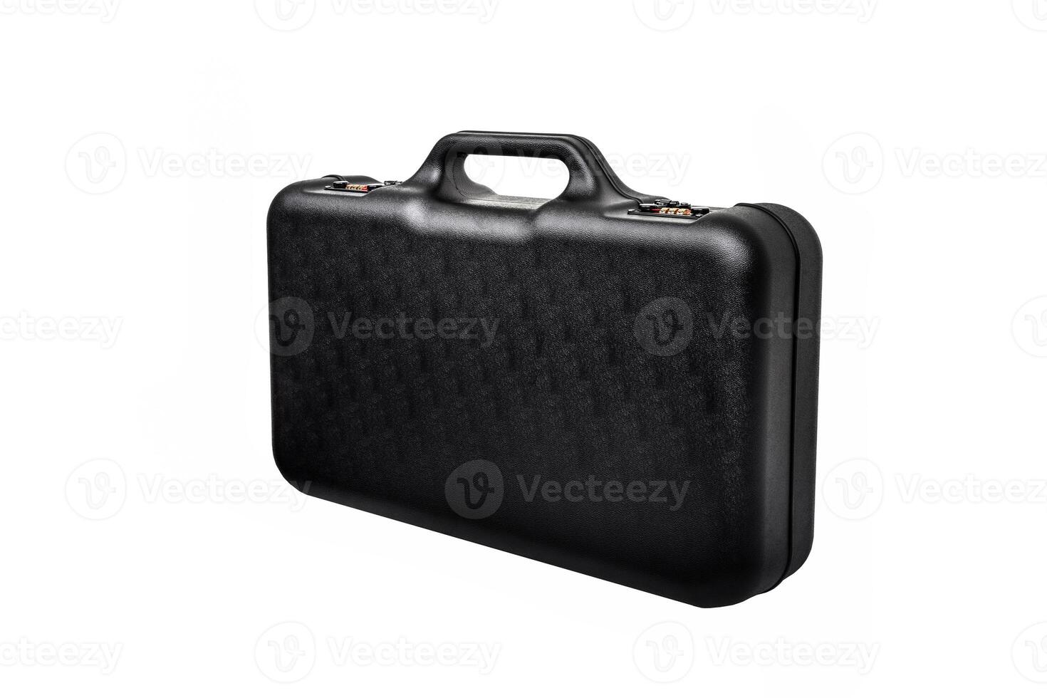 Black open case for guns isolated for white photo