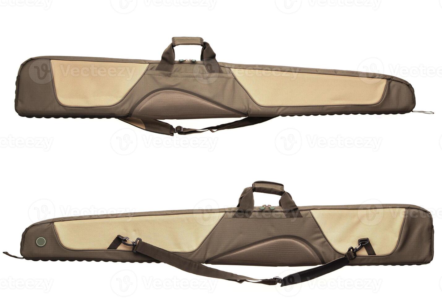 Brown soft case for guns isolated for white photo